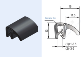 Edge Protection Profiles soft rubber/sponge rubber EPDM with embedded wire / steel carrier