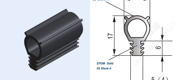 Gasket sponge-rubber (EPDM) black (clamping profile EPDM 55° ± 5 Shore A)